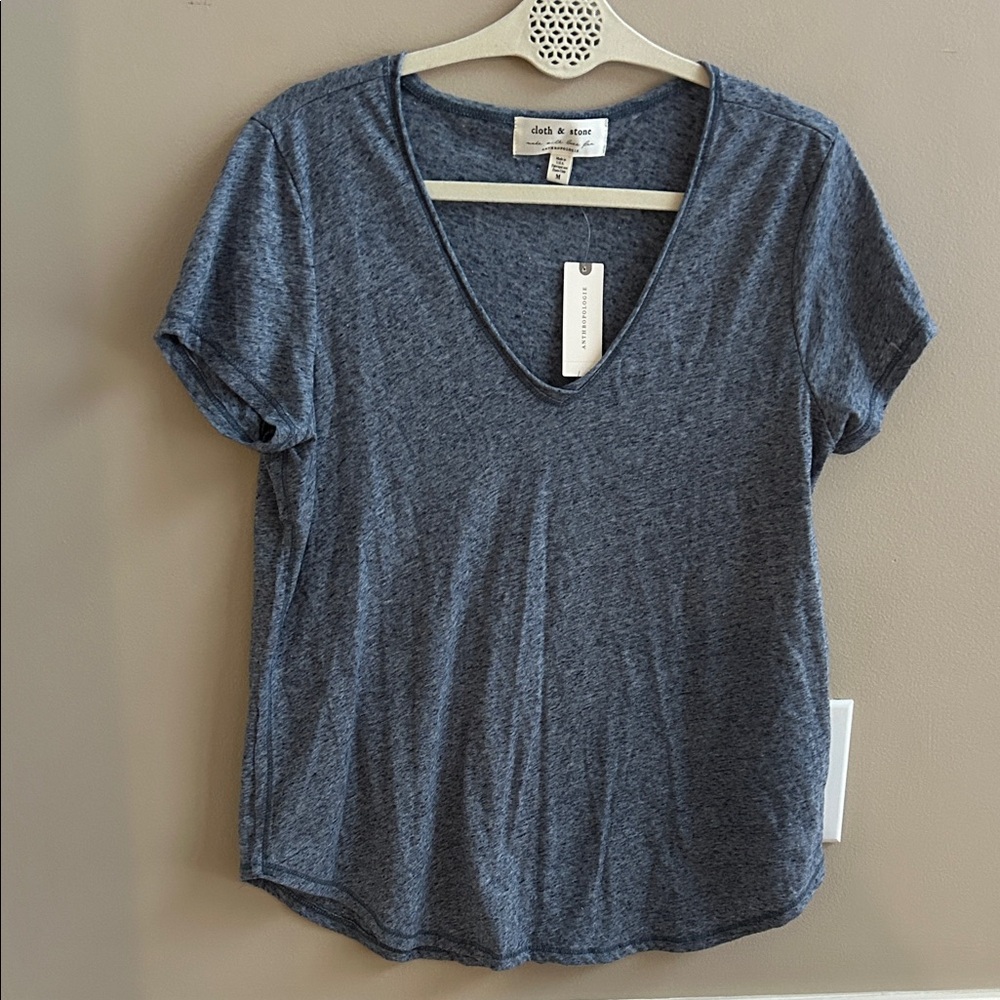 Cloth & Stone Anthropologie Heathered Blue T Shirt NWT Size Medium